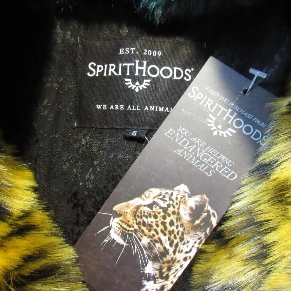 NWT SpiritHoods Unisex Yellow Cheetah Calf Length Faux Fur Coat S $249 - Image 10
