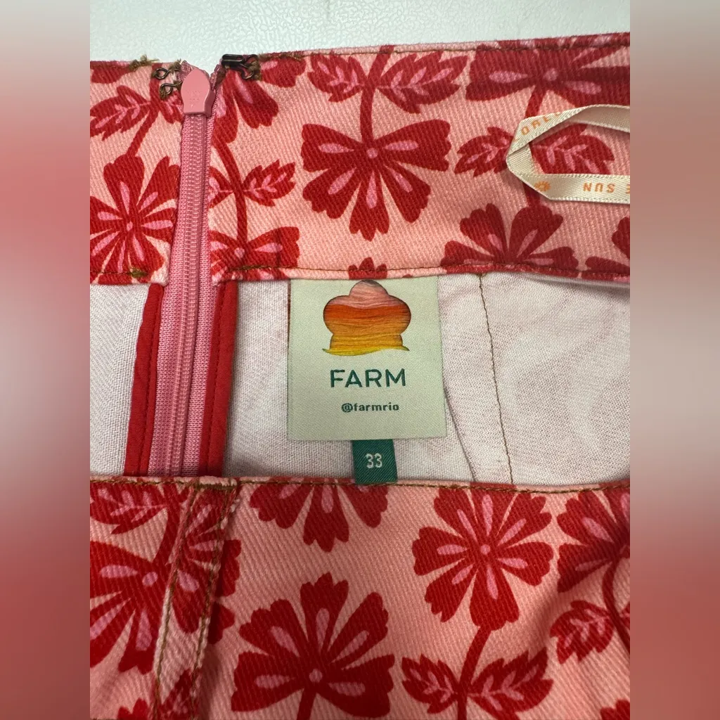 FARM Rio Red Floral High Waist Shorts - Image 5