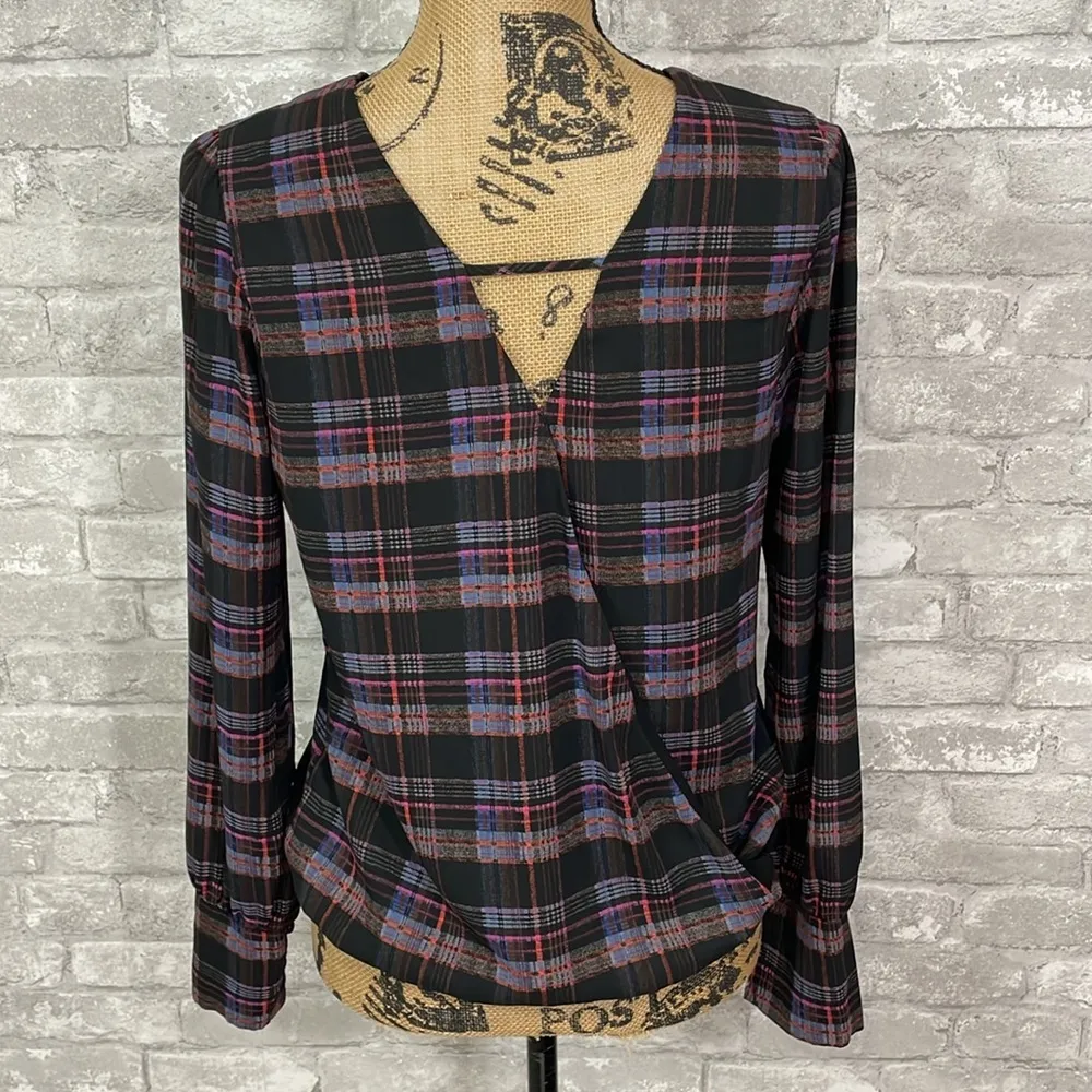 Evereve Peyton Jensen Faux Wrap Plaid Blouse - Image 3