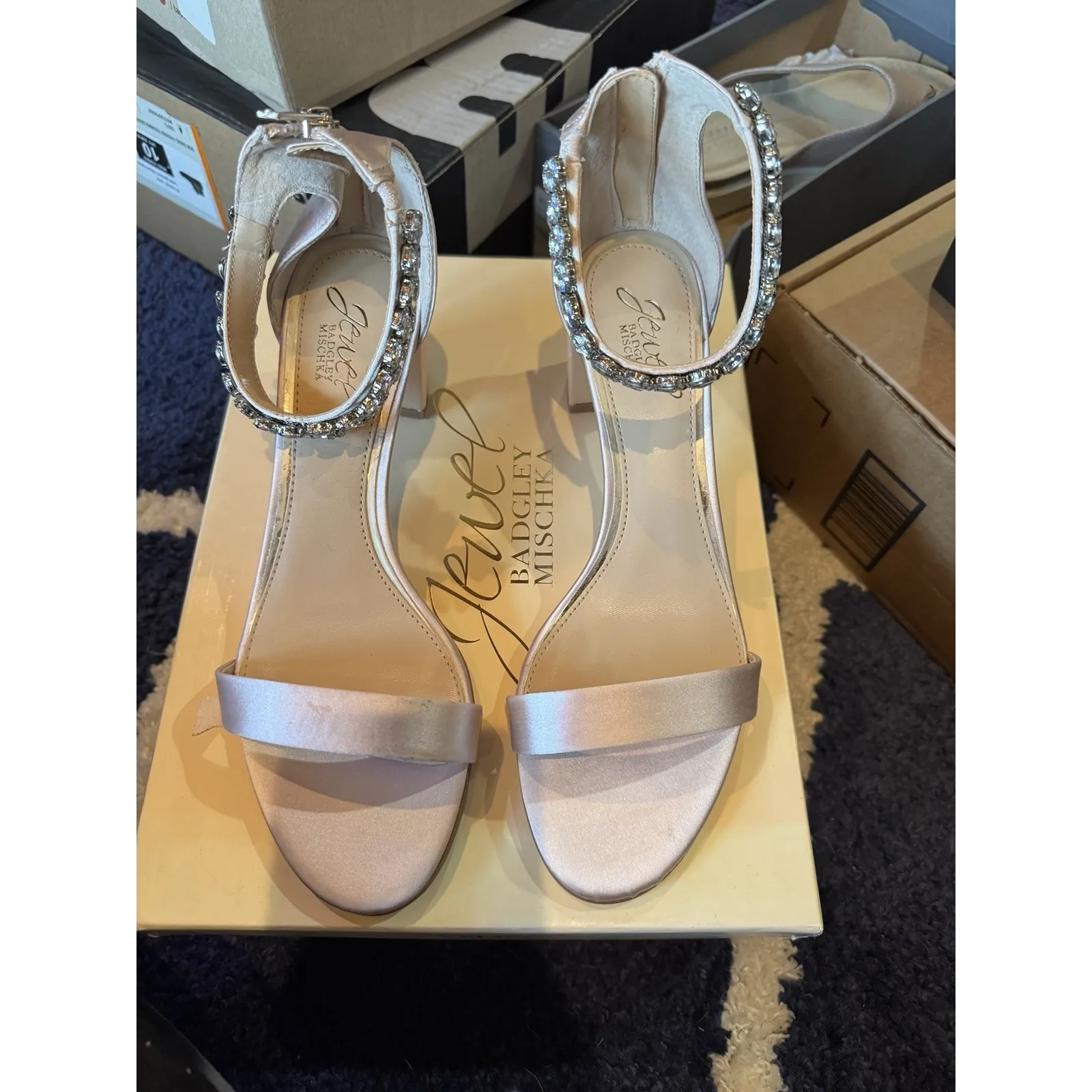 Jewel Badgley Mischka Bronwen Embellished Evening Shoe Size 8 Rhinestones - Image 2