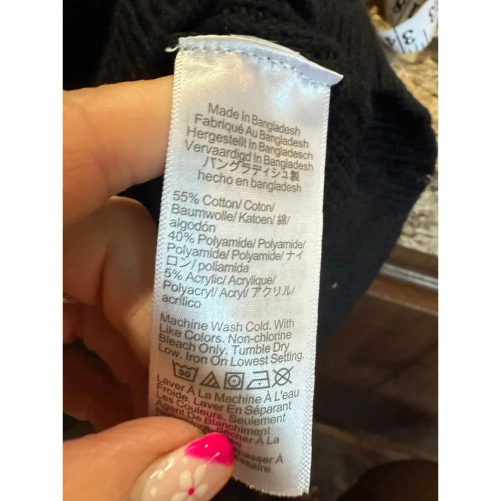 J.Crew Black Ribbed Crew Neck Sweater Gold Buttons M Size M - Image 6