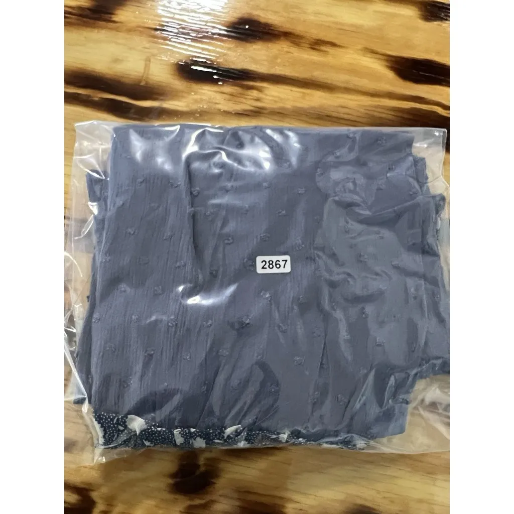 Suzanne Betro Size Large Tunic Top Shirt Blue Flutter Sleeve Knit Textured Boho - Image 8