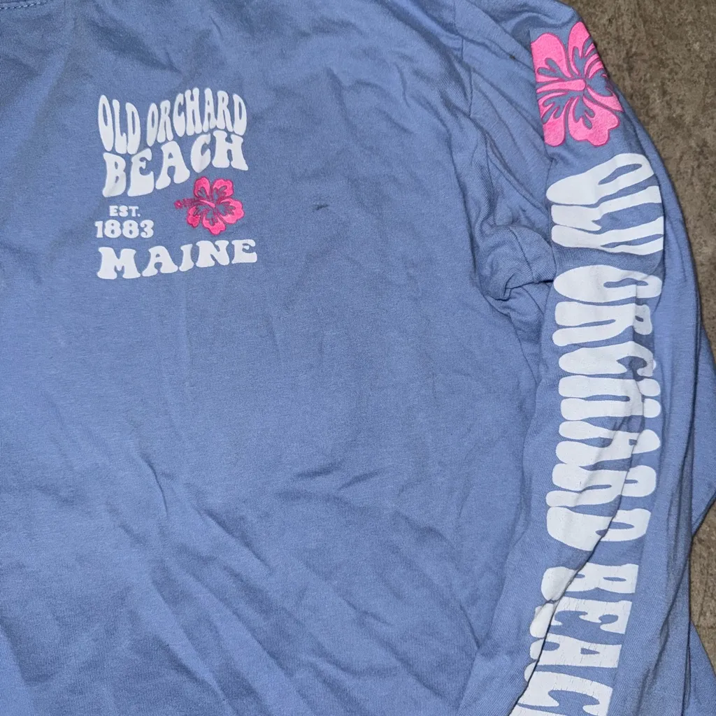 Old Orchard Beach Blue Long Sleeve Tee Size L - Image 2