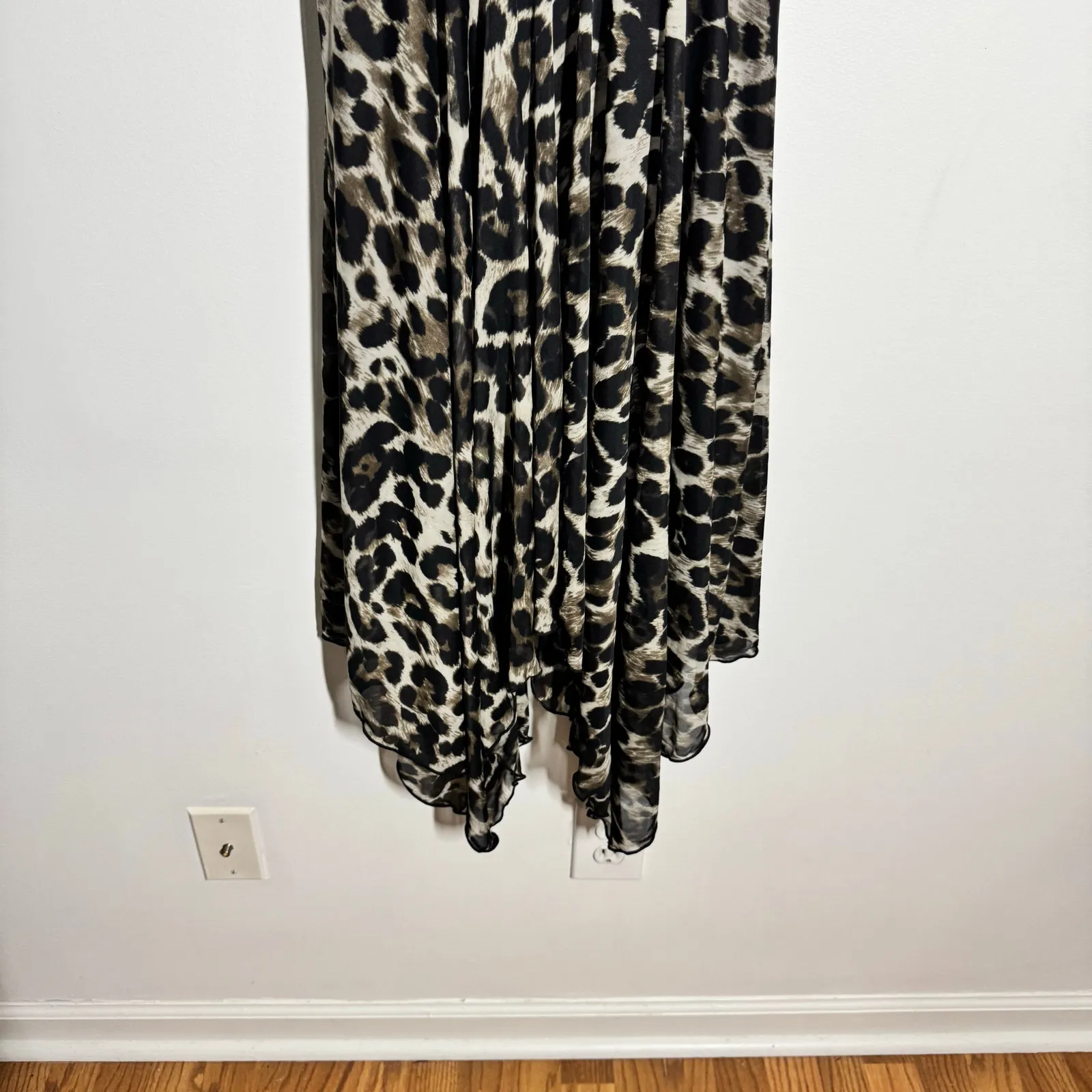 Olivia Matthews Y2K Leopard Dress Women 8P Black Animal print Asymmetrical Club - Image 7