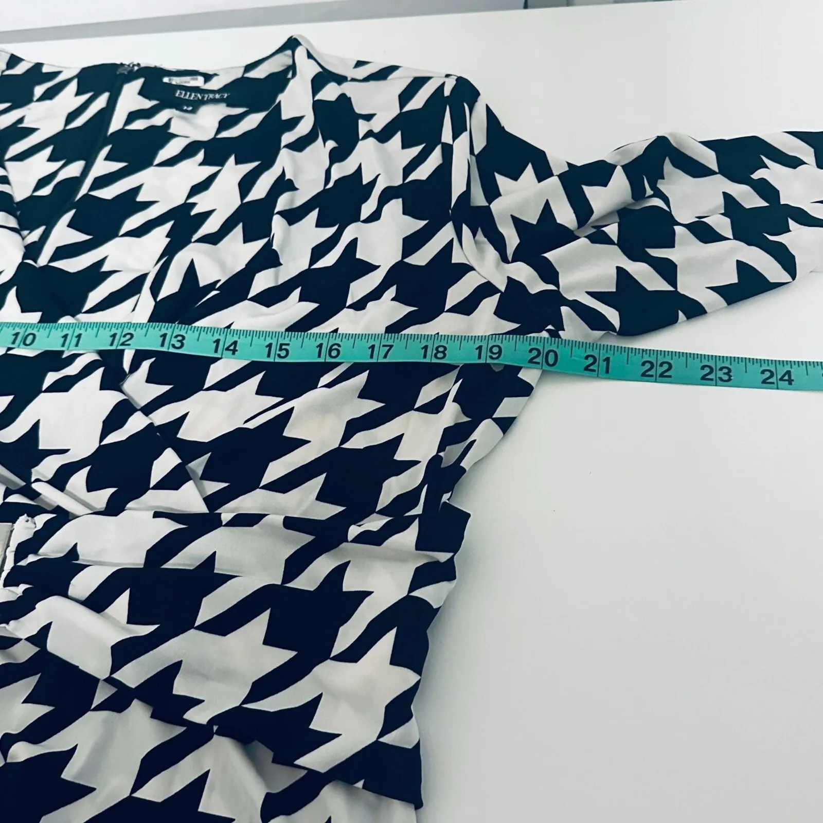 Ellen Tracy Career Office Siren Dress Size 14 Stretch Knit Houndstooth‎ Mob Wife - Image 5