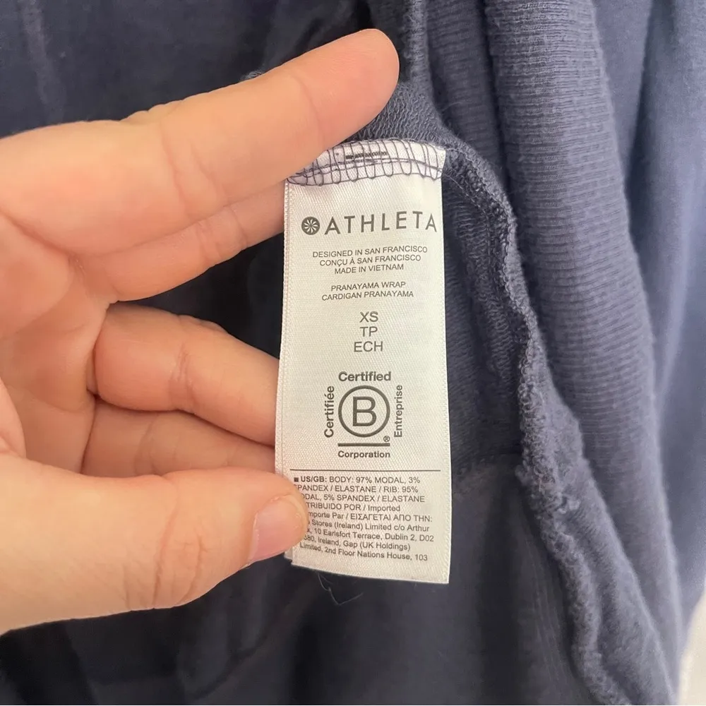 Athleta Pranayama Wrap Chrome Blue BREATHABLETravel Commute Cardigan Stretch - Image 5