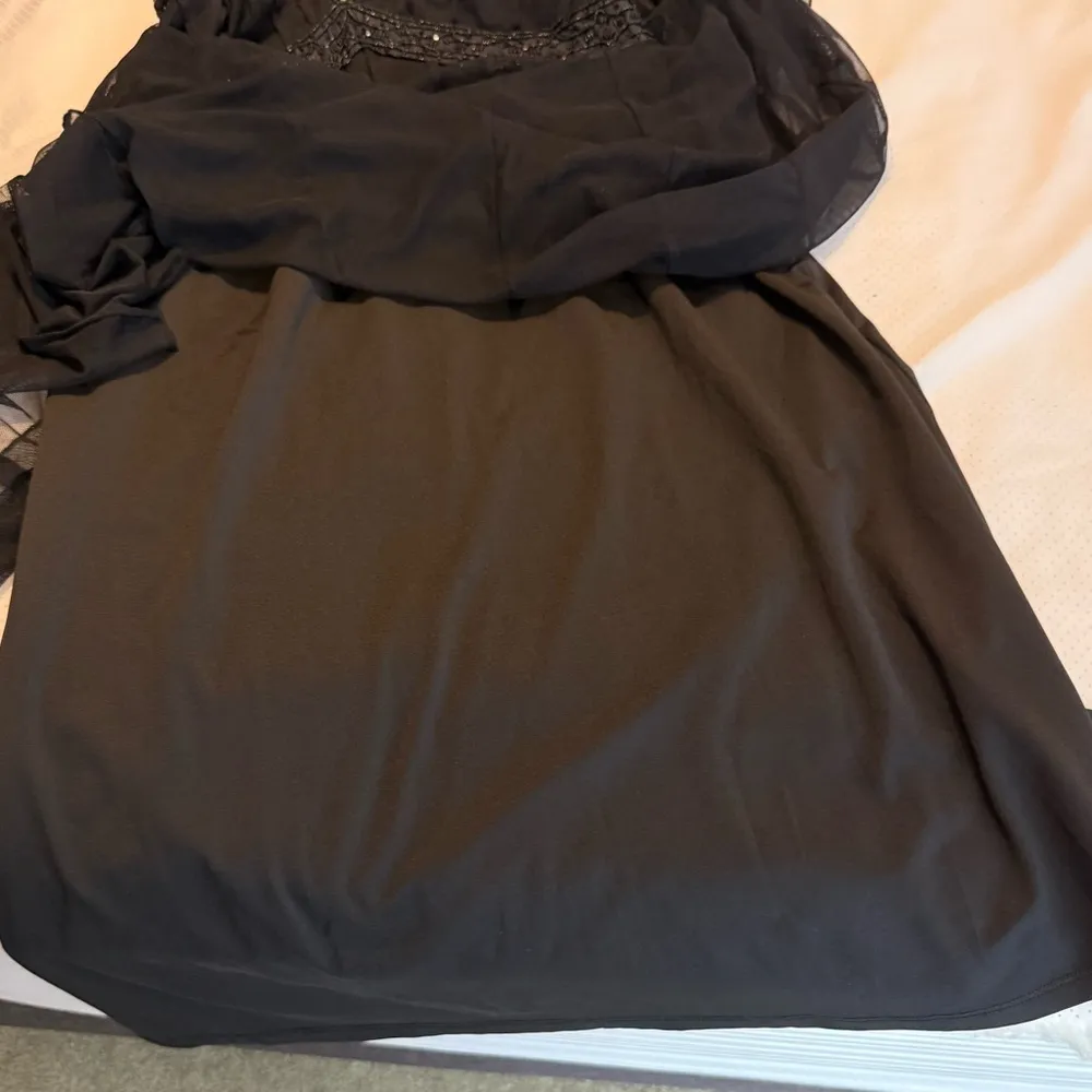 Mixit Black Midi Dress Beaded Sheer Panels Women’s Size 8 LBD Cocktail Dancing - Image 14