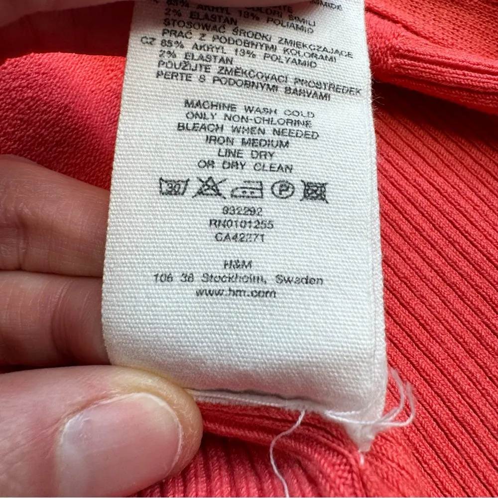 H&M Women's Long Sleeve Zip Cardigan Salmon Coral Pink Stretch 12 XS Extra Small - Image 9