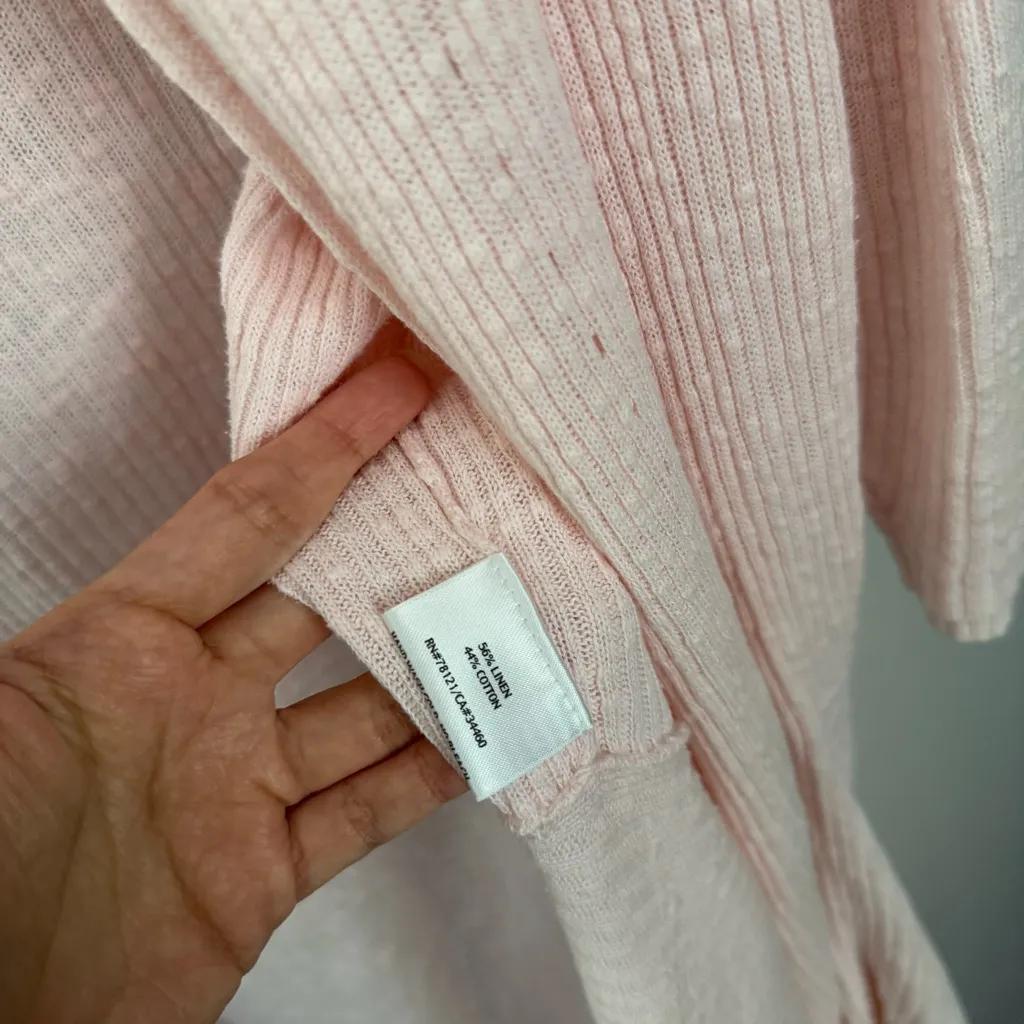 Eileen Fisher XL Linen Blend Open Drape Cardigan Short Sleeve Beach Coastal - Image 7