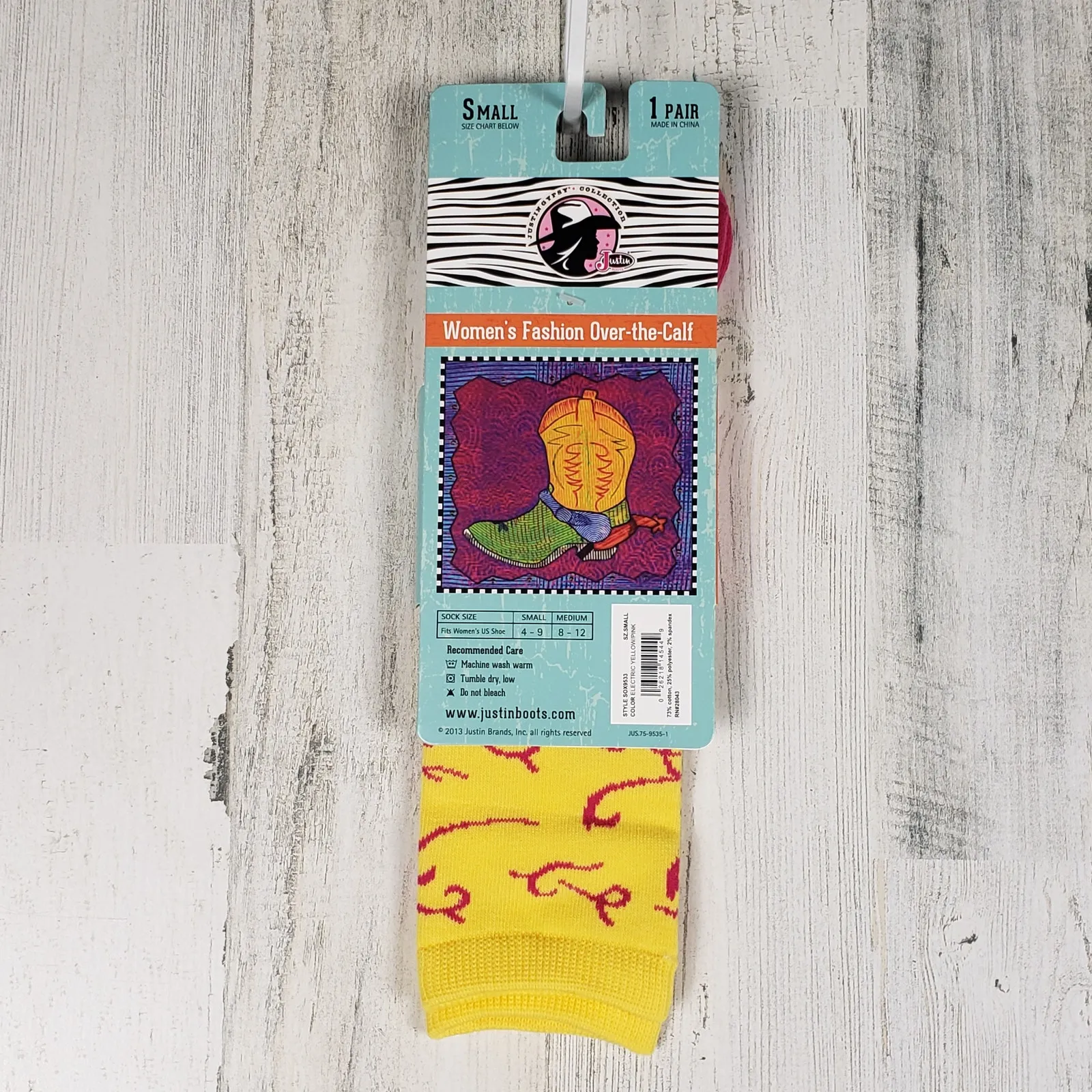 NWT Justin Boots Fashion Cushioned Sole Over The Calf Socks Women's Size Small - Image 4