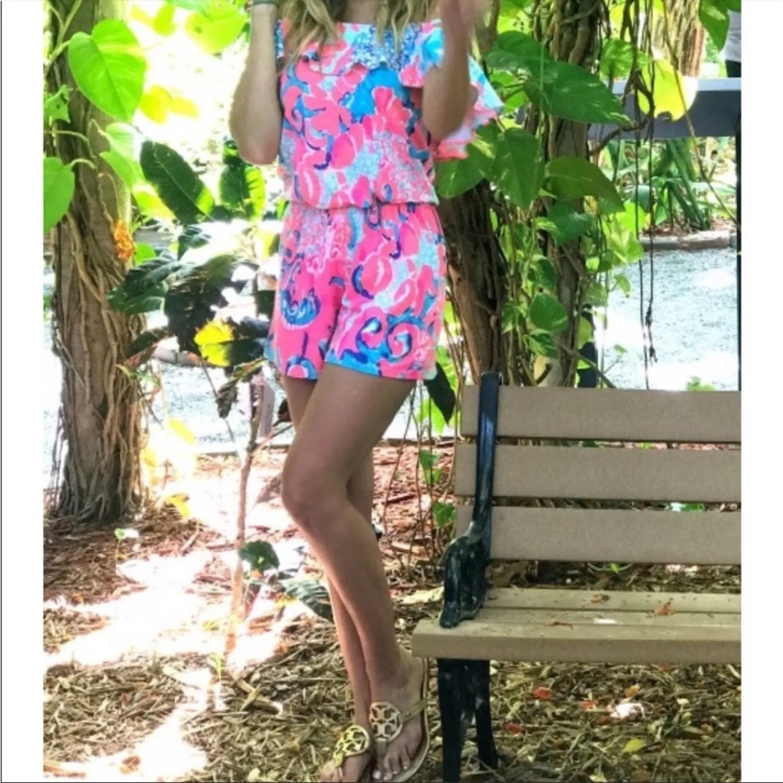 Lilly Pulitzer Klea Ruffle Romper - Coral Reef - I'm So Jelly - Image 2