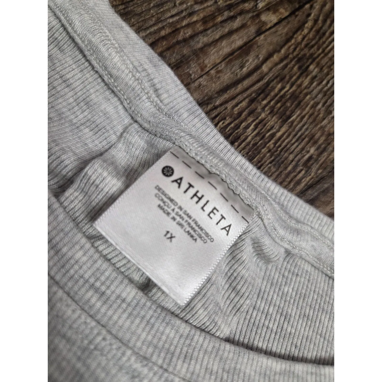 ATHLETA With Ease Rib Long Sleeve Pullover Top Women's Plus Size 1X Gray - Image 2