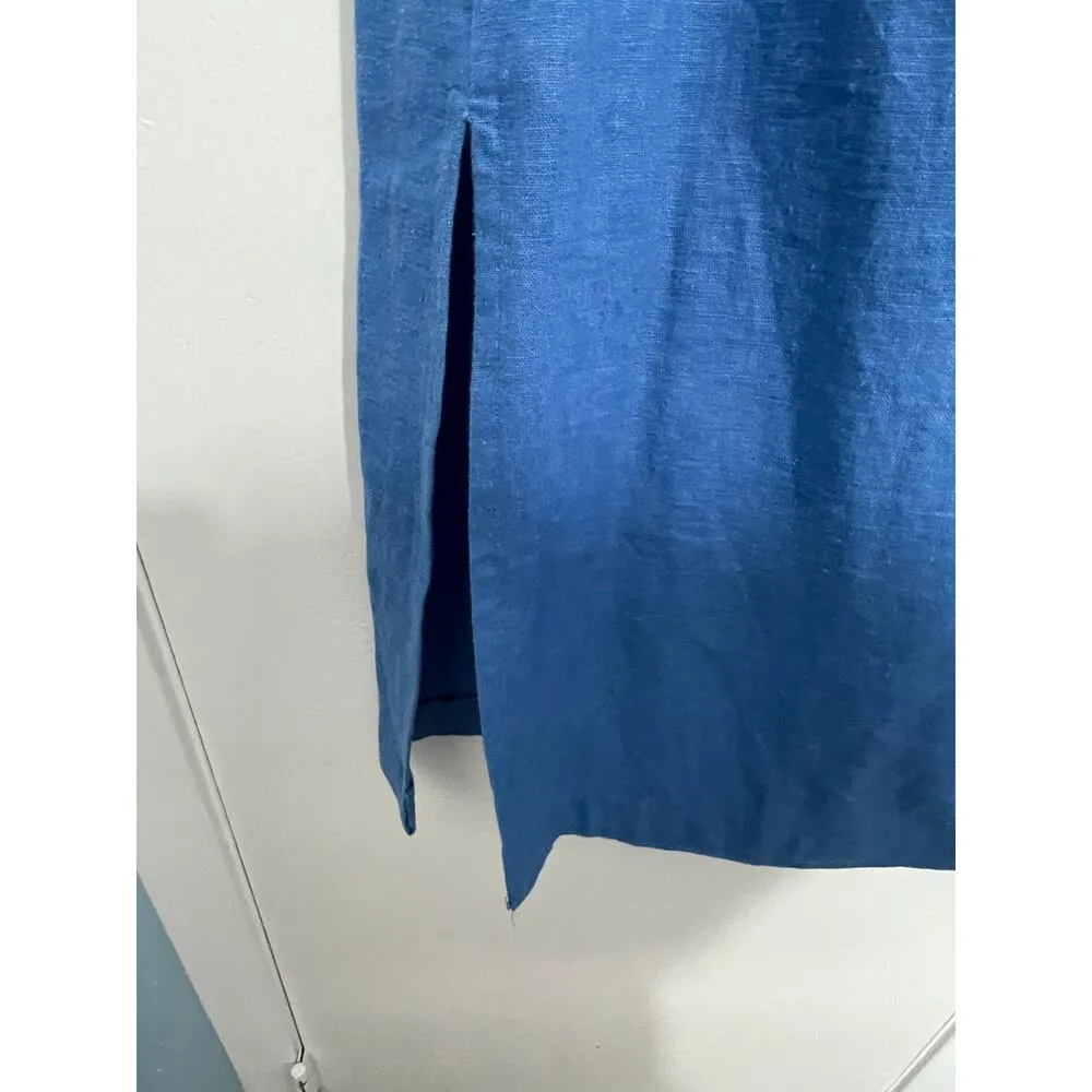 Vintage Stonebridge Linen Blend Maxi Skirt XXS Blue Painted Whimsical Cats Artsy - Image 6