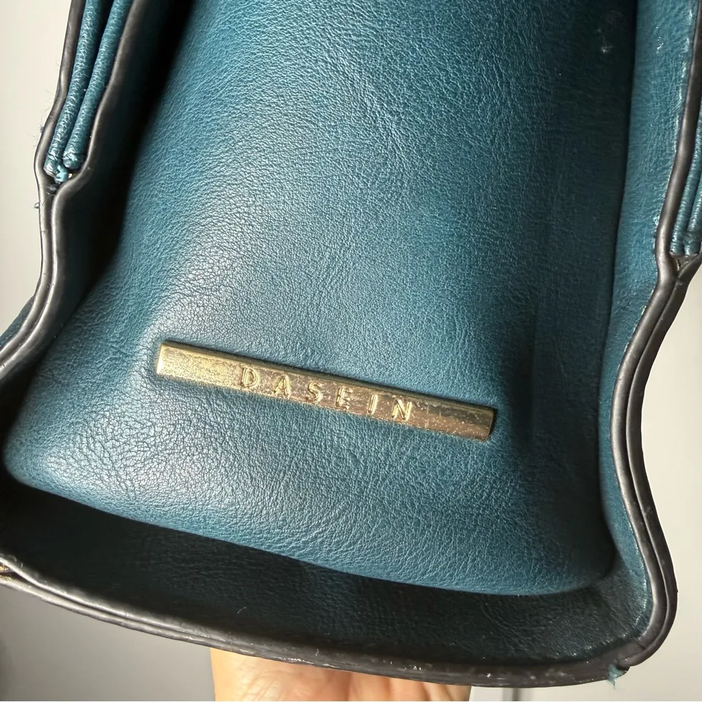 Dasien Blue/Green Teal Purse for Women. Leather Shoulder Bag with Gold Accents Blue - Image 11