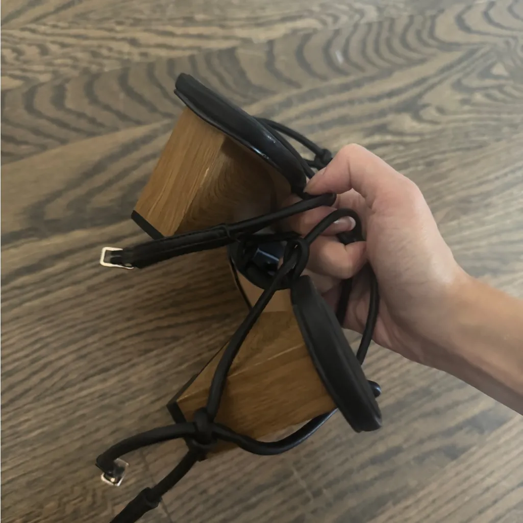 Katy Perry black irisia strappy wooden block wedge heel sandal matte black Size 7.5 - Image 7