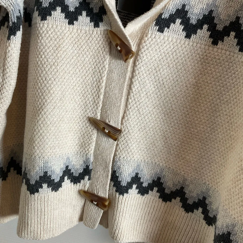 NWT FRYE Women's Oatmeal Heather Combo Cardigan size Large - Image 4