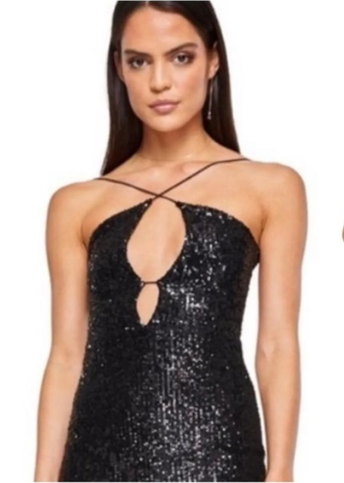 Revolve Nookie Supreme Black Sequin Strappy NYE Mini Dress Size M NEW - Image 1