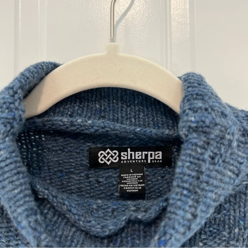 Sherpa NWT Yuden Pullover Sweater Turtleneck Large Seaport Blue Merino Alpaca - Image 4