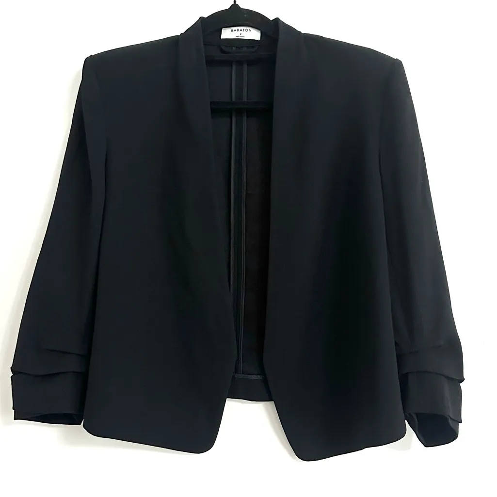 Aritzia Babaton Cropped Power Blazer in Black, Size 2 - Image 3