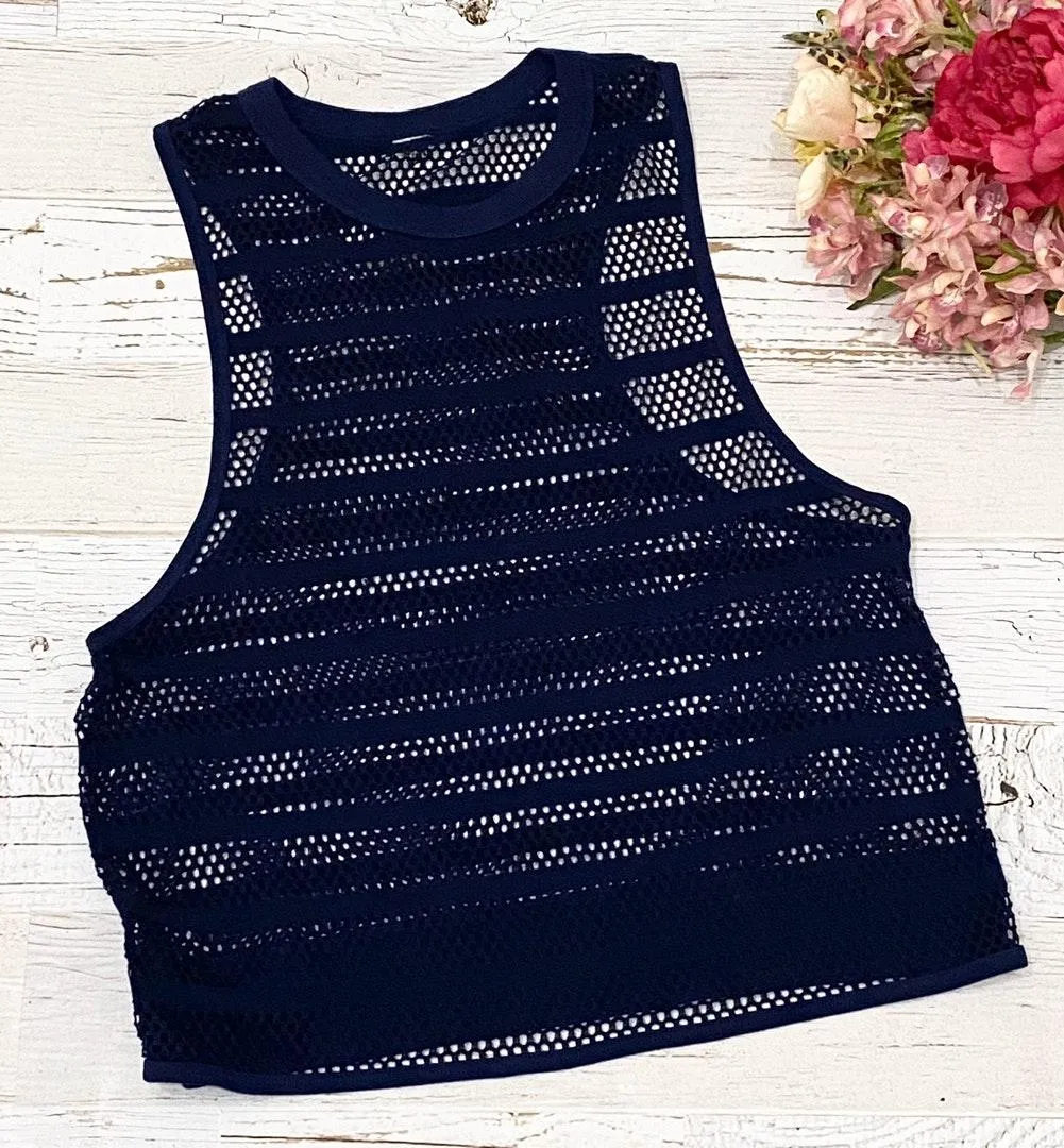 Lorna Jane Navy Mesh Muscle Tank  - Image 7