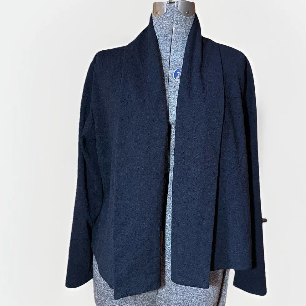 Chalet Black Open Front Textured Knit Cardigan Jacket Drape Layering Top Large - Image 5