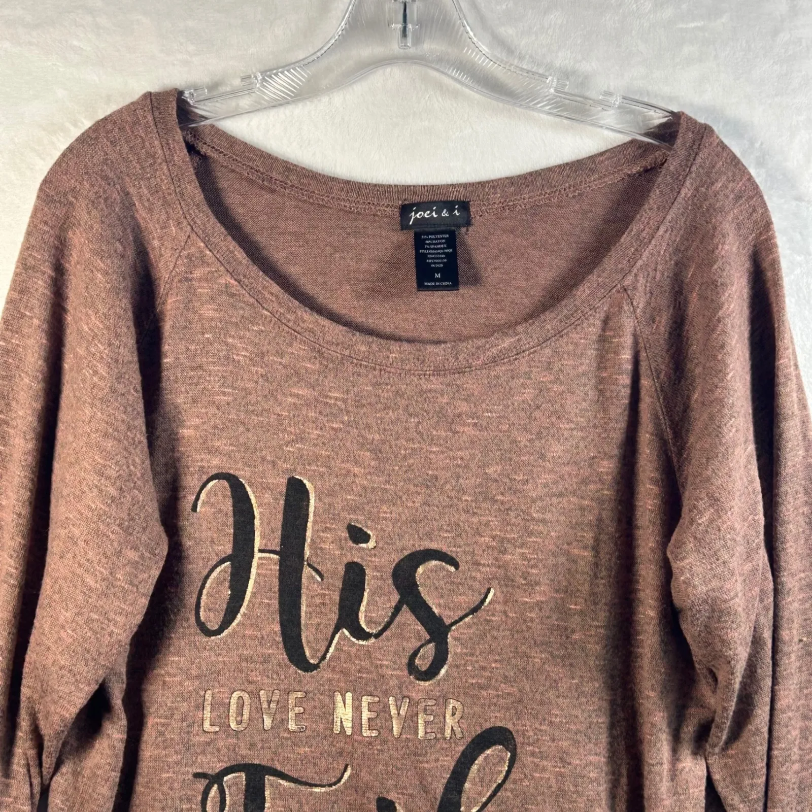 Joci & I Women's Brown Graphic Sweatshirt Psalm 136 His Love Never Fails Size M Size M - Image 3