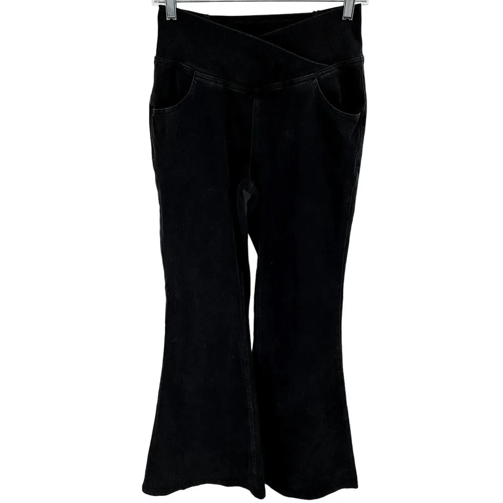 Halara Flex Jeans High Waist Crossover Pocket Stretchy Super Flare Black S NWT - Image 2