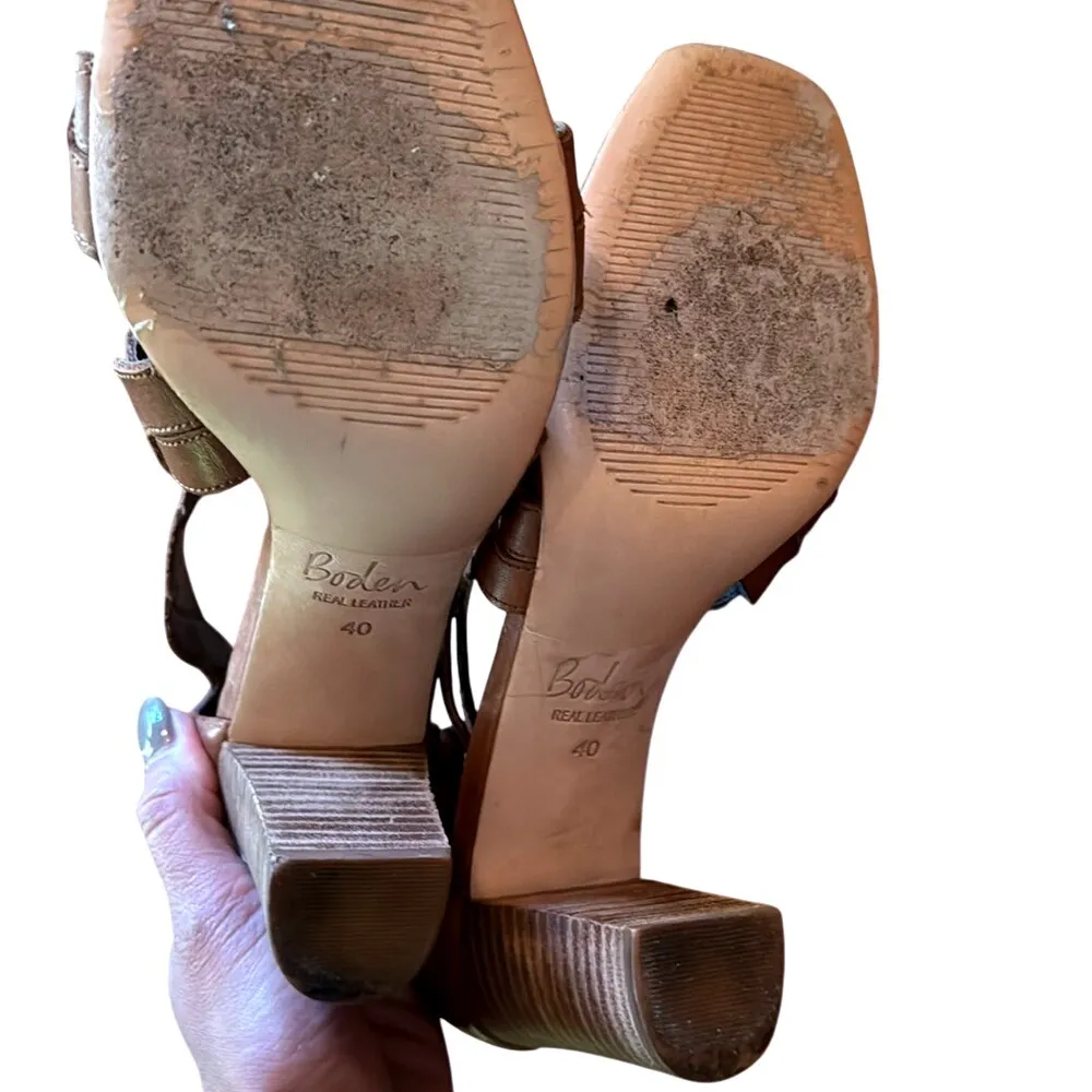 Boden Rosalie Braided Strap Heeled Sandal, 9.5 Tan Genuine‎ Leather - Image 4