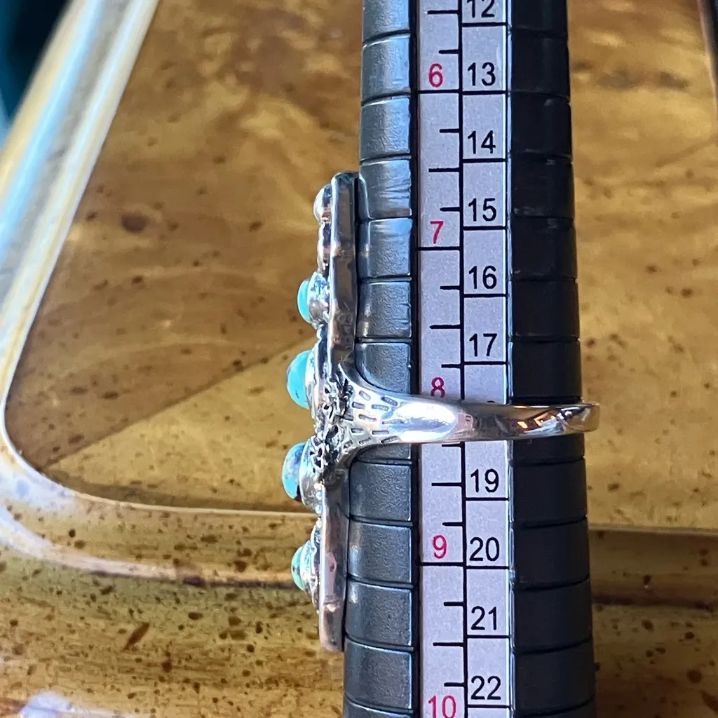 Natural Blue Moon Turquoise Sterling Silver Snake Ring Size 8 - Image 7