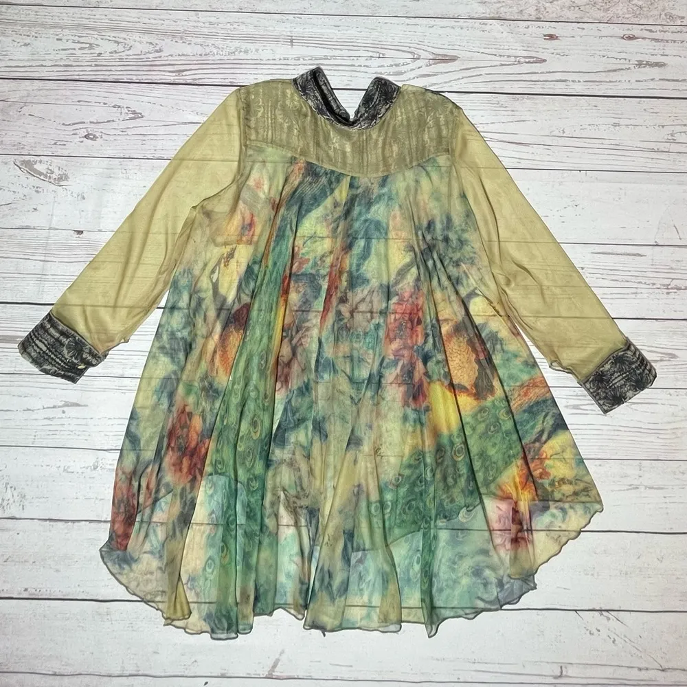 FLEUR DE LIS Mixed Print Chiffon Blouse Size M - Image 11