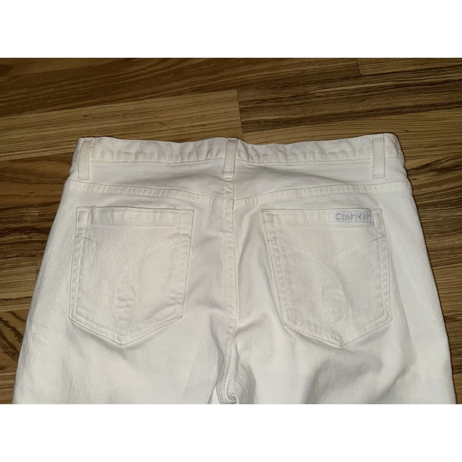 Calvin Klein Women's Denim White Jeans Pants Boot Cut 5 Pocket Sz 10 30 Length - Image 7