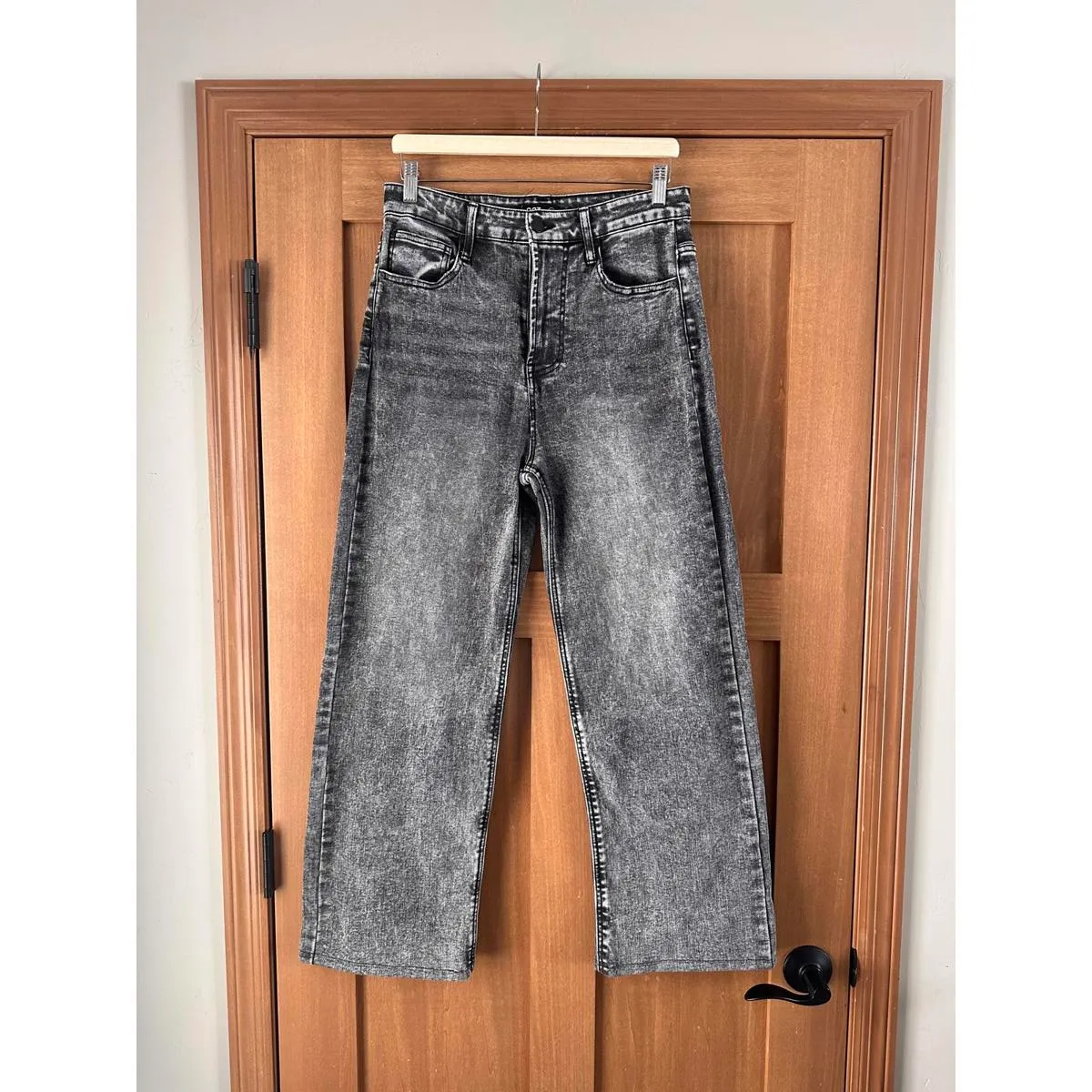 OAT New York Black Acid Stone Wash High Rise Wide Leg Jeans Women’s size 8/29 - Image 15