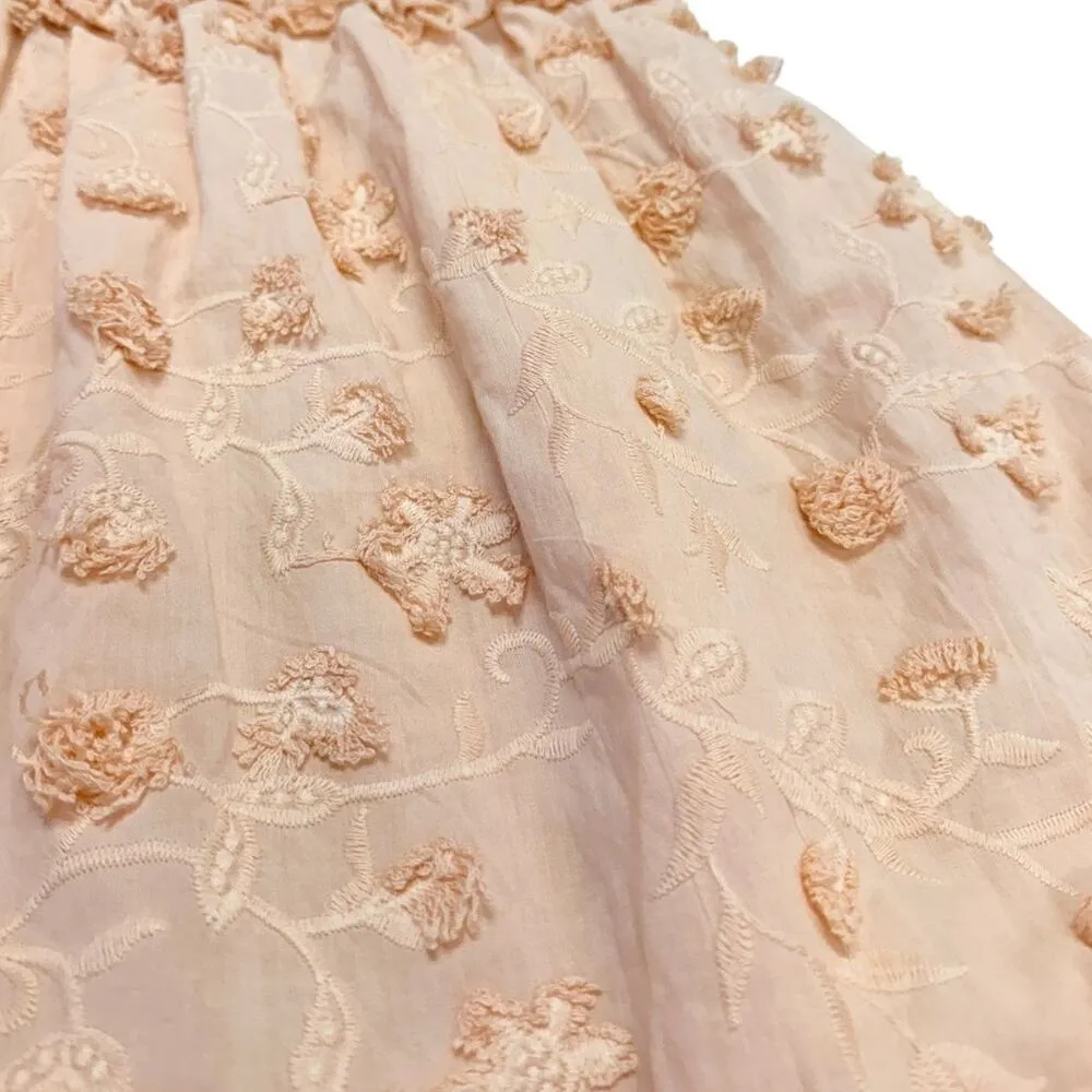 Z&L Europe Plunge Neck Tied Shoulder Embroidered Kona Babydoll Dress Peach sz S Orange - Image 5