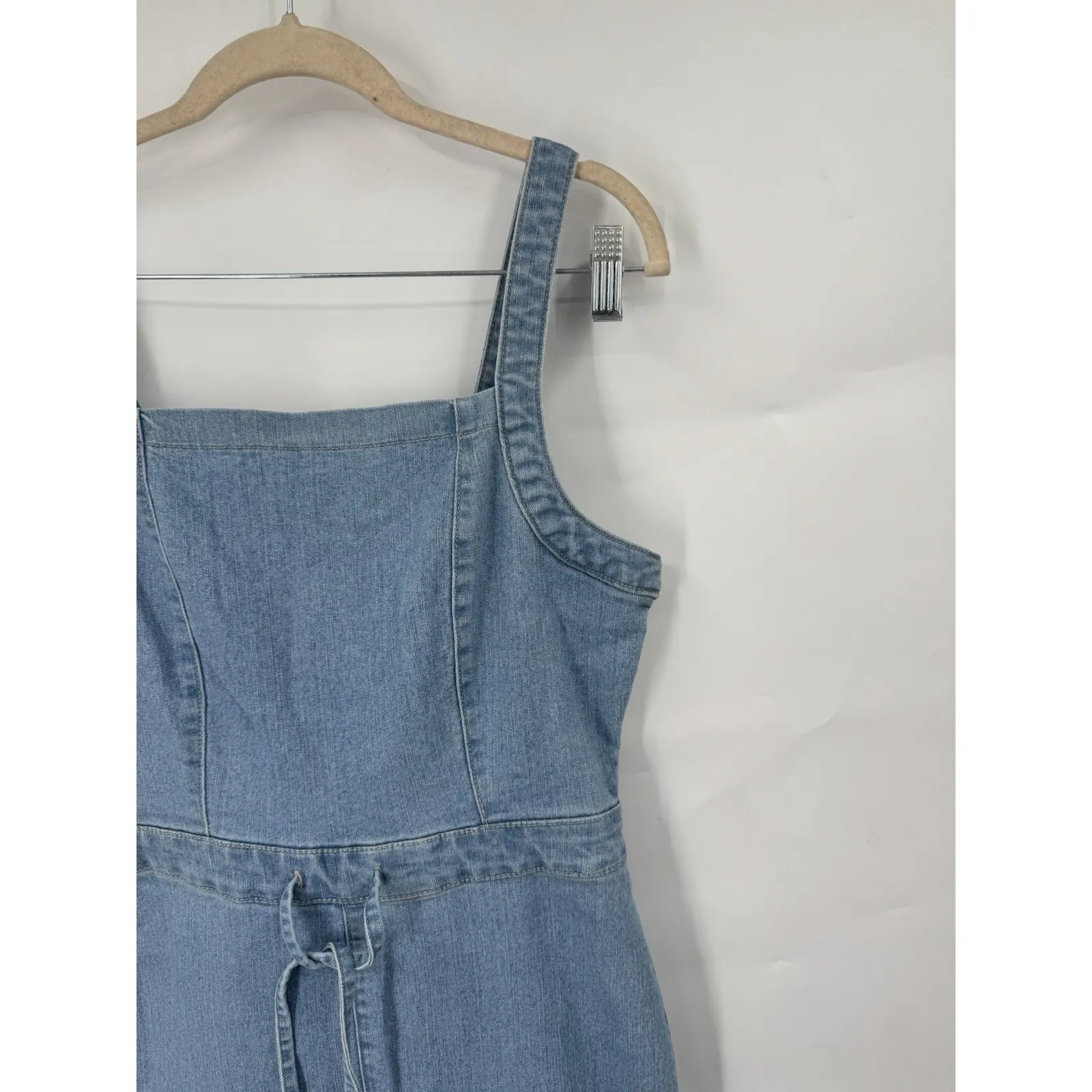Tinseltown Belted Denim Jumpsuit Juniors Large Blue Preppy Grunge Skater Cargo - Image 9