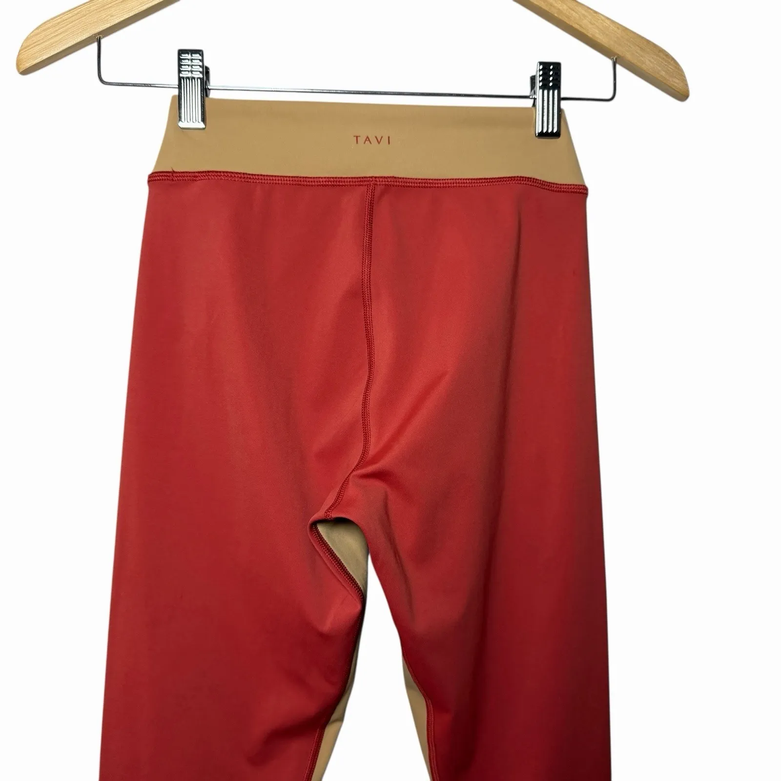 Tavi Sculpt S Spicy Camel Mid Rise 7/8 Leggings Colorblock 25" Inseam Athleisure Red - Image 14