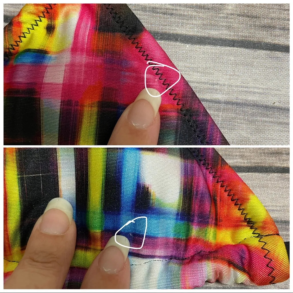 Ola Vida Blurred Geometric Plaid Sliding Triangle Halter Bikini Top NWT Small Black - Image 12