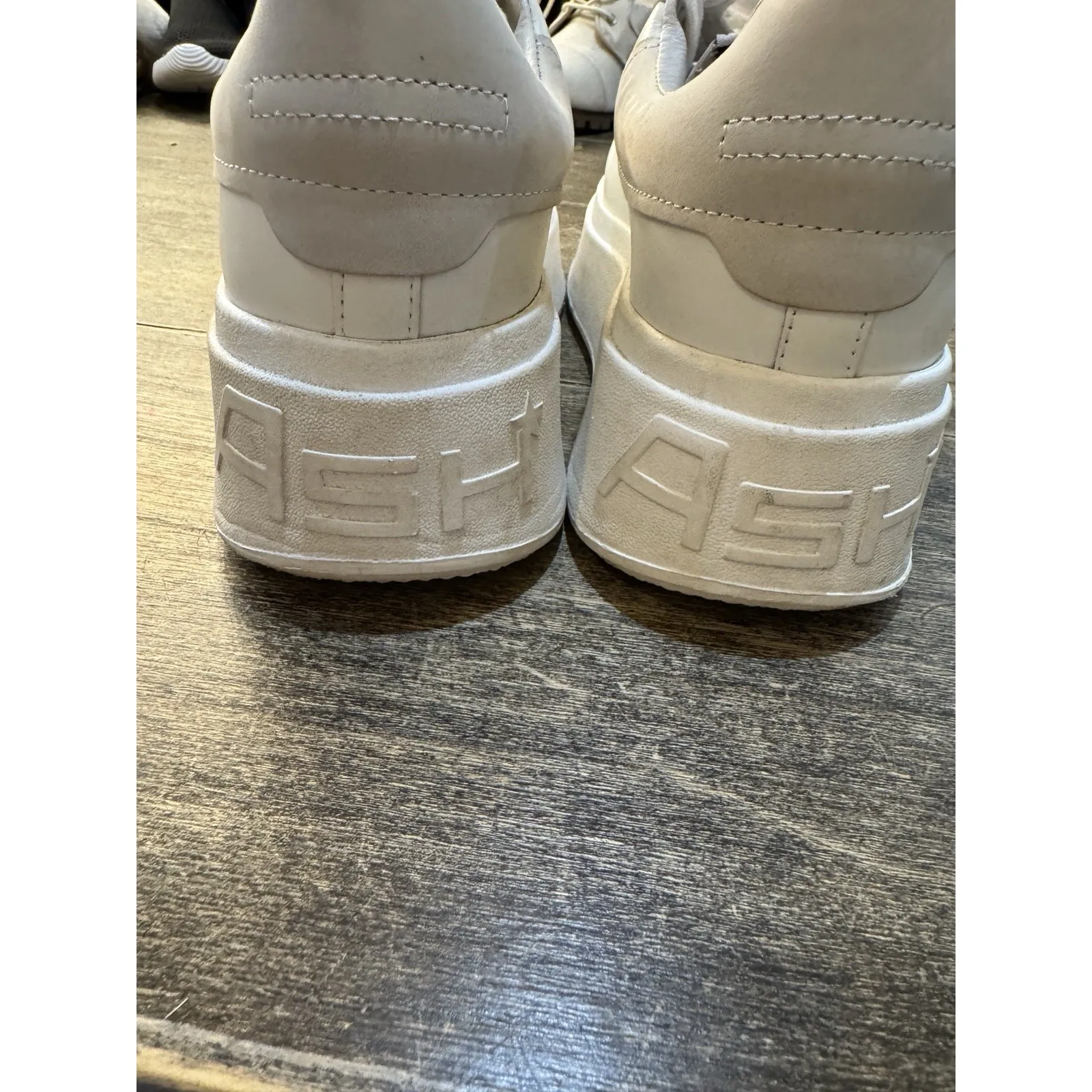 Ash Moby Women's Platform Sneakers White Leather Low Top Silver US 5.5 EU 36 - Image 5