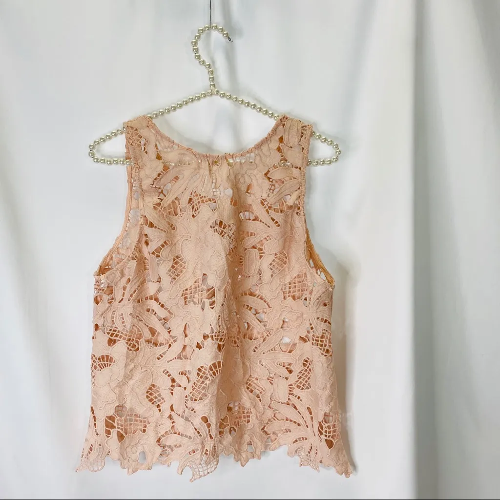 Caution to the Wind  Peach Lace Tank Top - Image 4