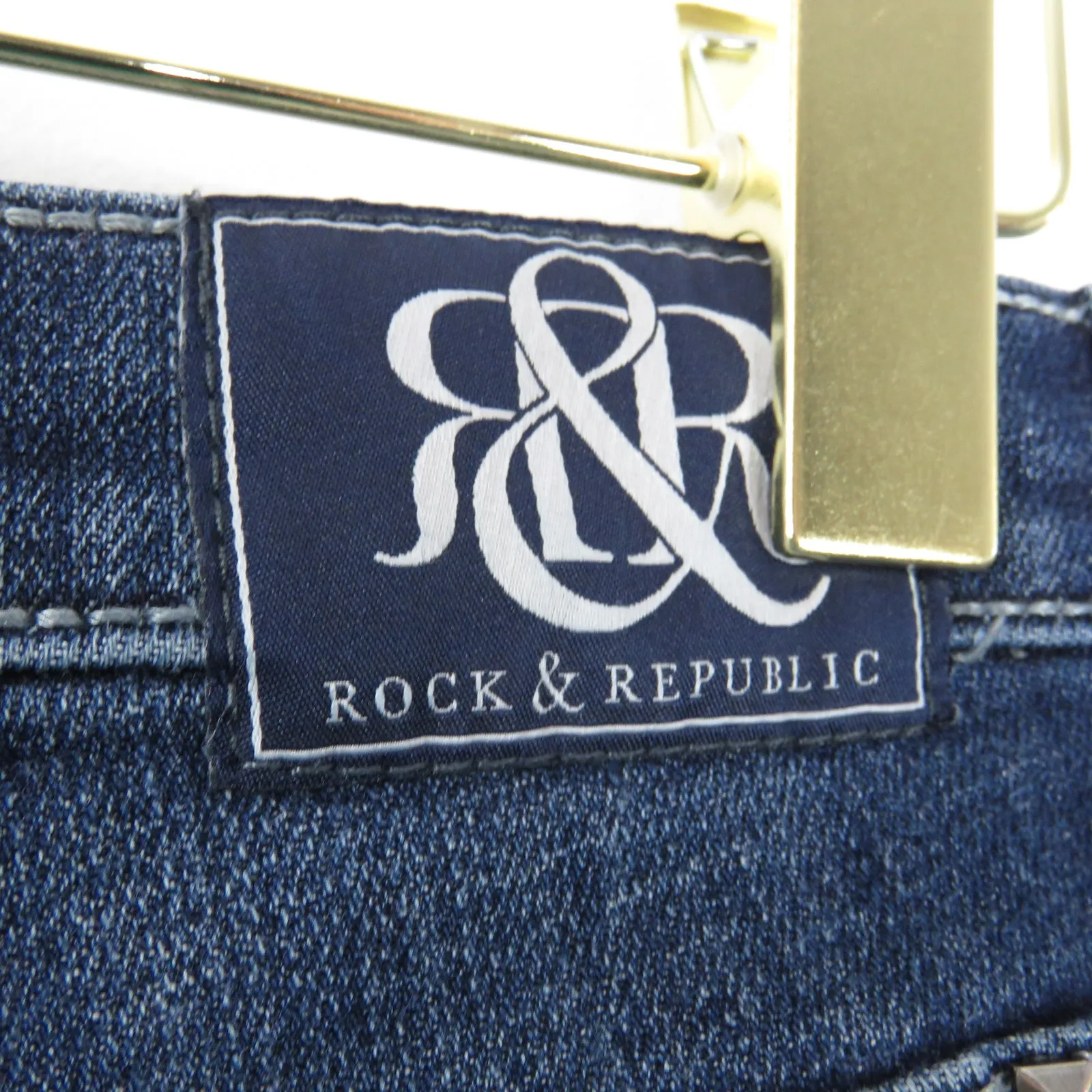 2000s Vintage Y2k Rock & Republic Square Rhinestone Bling Flared Jeans Size 4 - Image 6