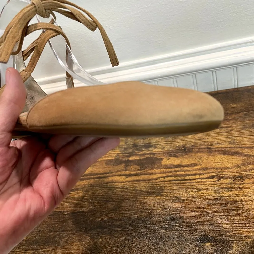 Paul Green US 6 UK 3.5 Sandals Tan Suede Leather Strappy Round Toe Spring Summer - Image 11