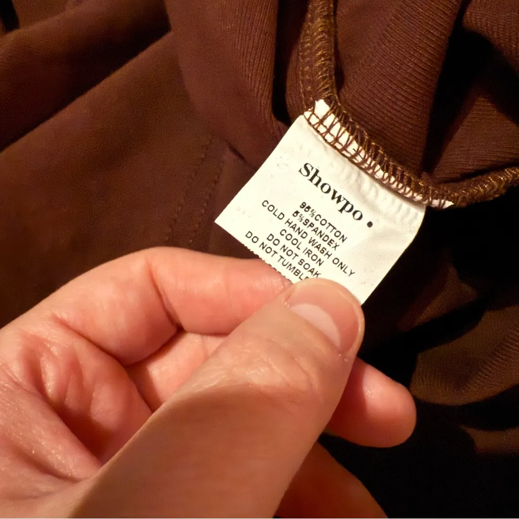 Showpo Marleen Wrap Front Long Sleeve Bodycon Mini Dress in‎ Dark Oak Sz 16 NEW Brown - Image 7