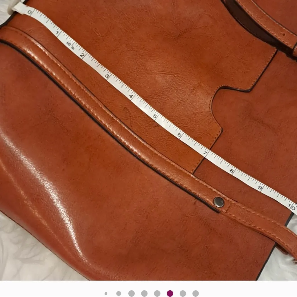 NEW Vegan Leather Tote with Cool Guitar strap Brown - Image 14
