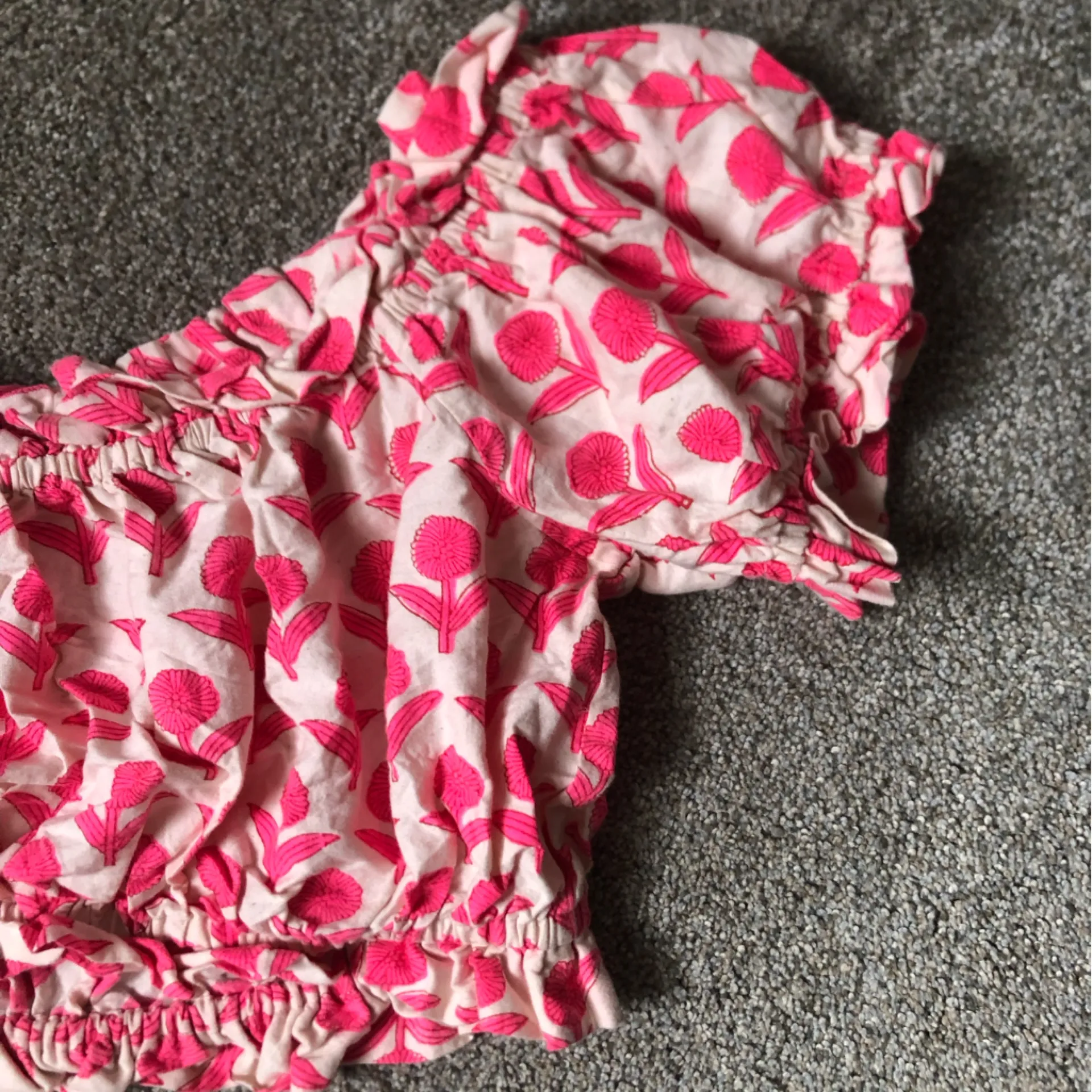 Aish Anthropologie Cotton Ruffle Bubble Crop Top in Pink Floral Size Medium - Image 11