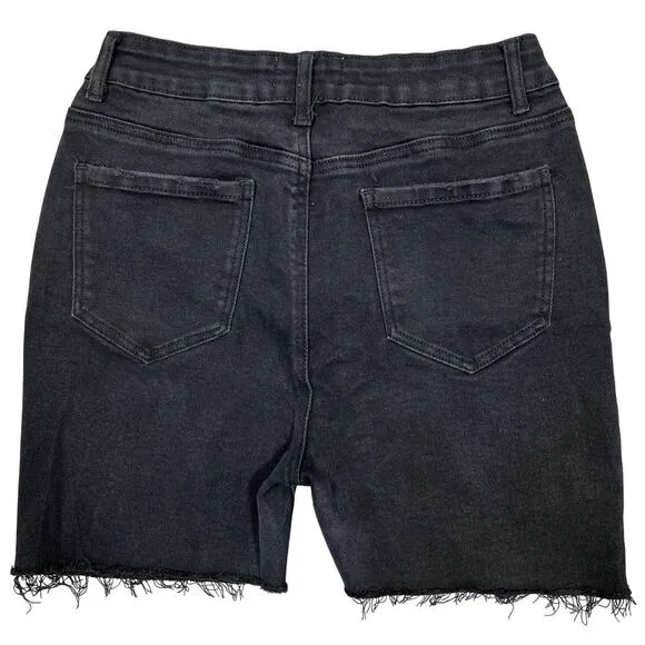 Bamboo Original Denim Black Cutoff‎ Jean Shorts Sz 13 Grunge Stretch Denim Jorts - Image 2