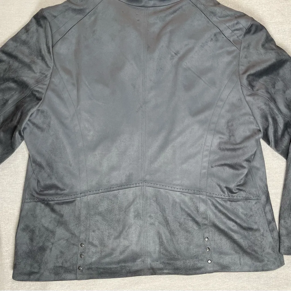 Christopher & Banks | Gray Zip-Up Faux Suede Jacket | PXL - Image 9
