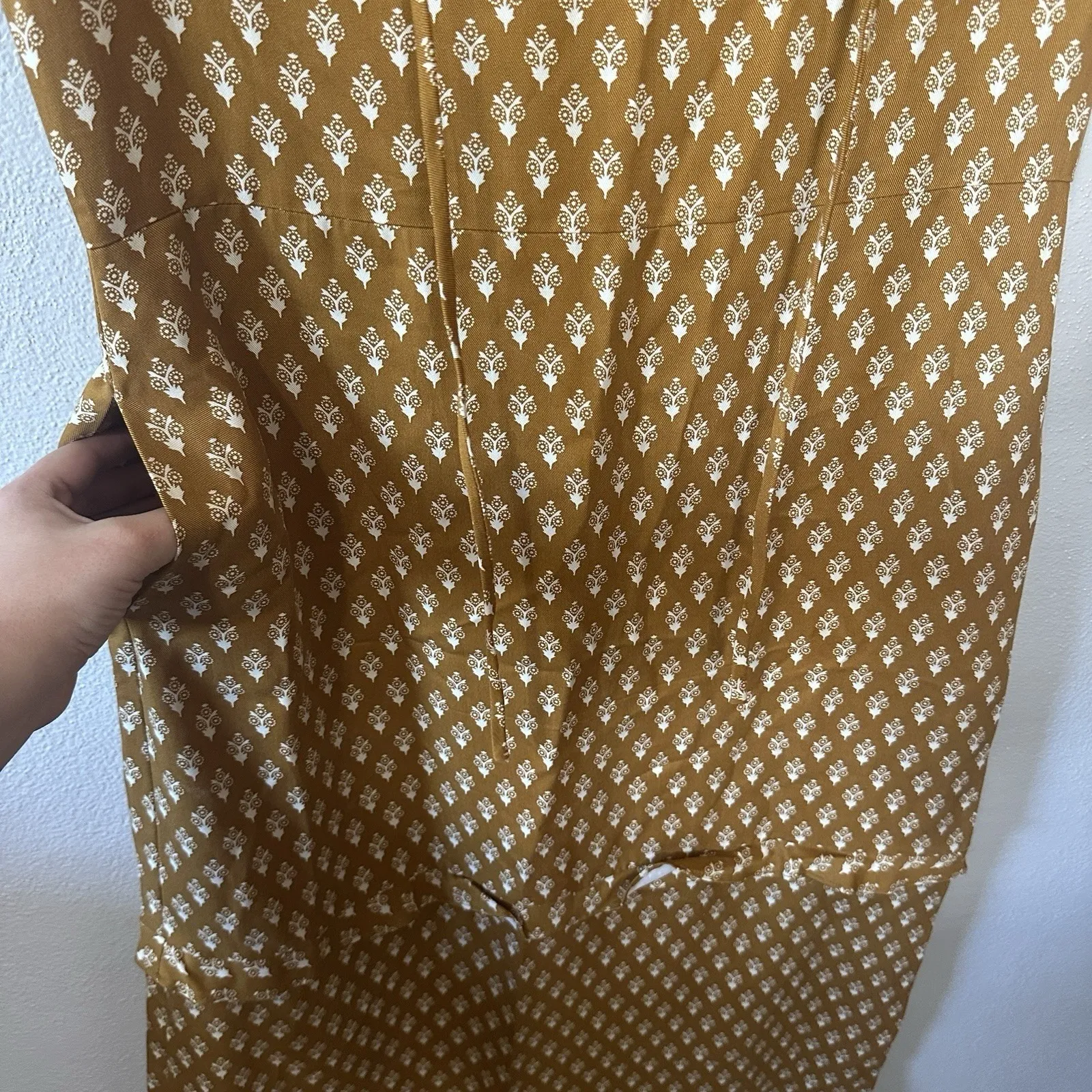 VETTA Capsule The House Convertible Midi‎ Dress Sz Small Minimalist Gold Floral Yellow - Image 3