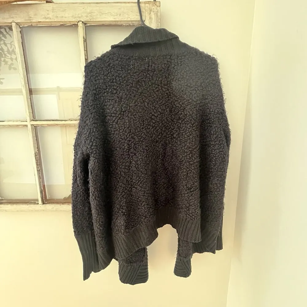 Anthropologie Staring At Stars Black Nubby Boucle Waterfall Cardigan Cozy Size M - Image 5