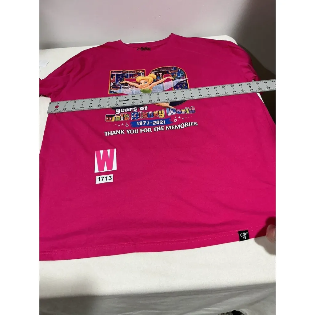 Womans Tee Hag Pink Fifty Years Of Walt Disney World Tinker Bell T Shirt 2XL Size 2X - Image 5