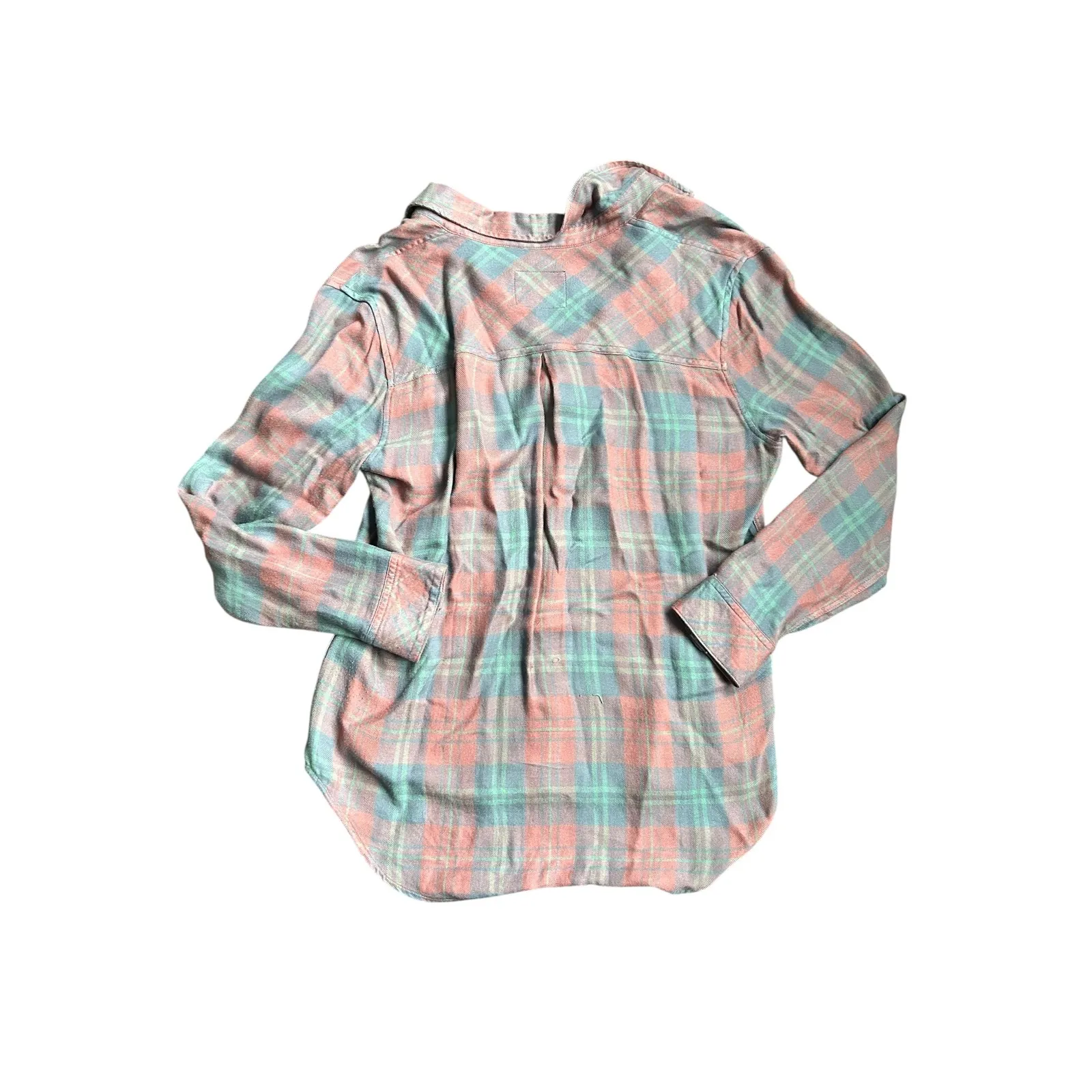 Rails Hunter Plaid Button Down Long Sleeve Shirt Rose Blue Clover Medium - Image 7