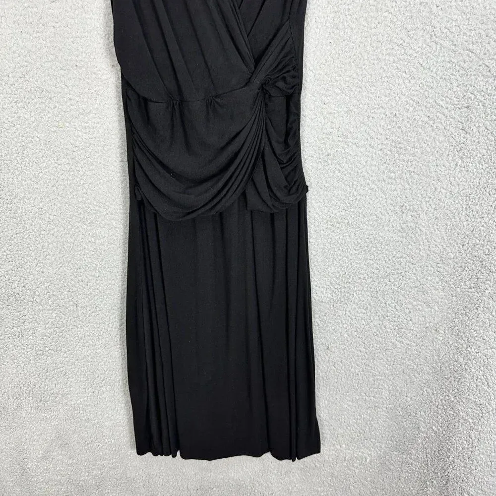 Gilli Dress womens XS black midi sleeveless gathered ruched drop waist flowy‎ - Image 3